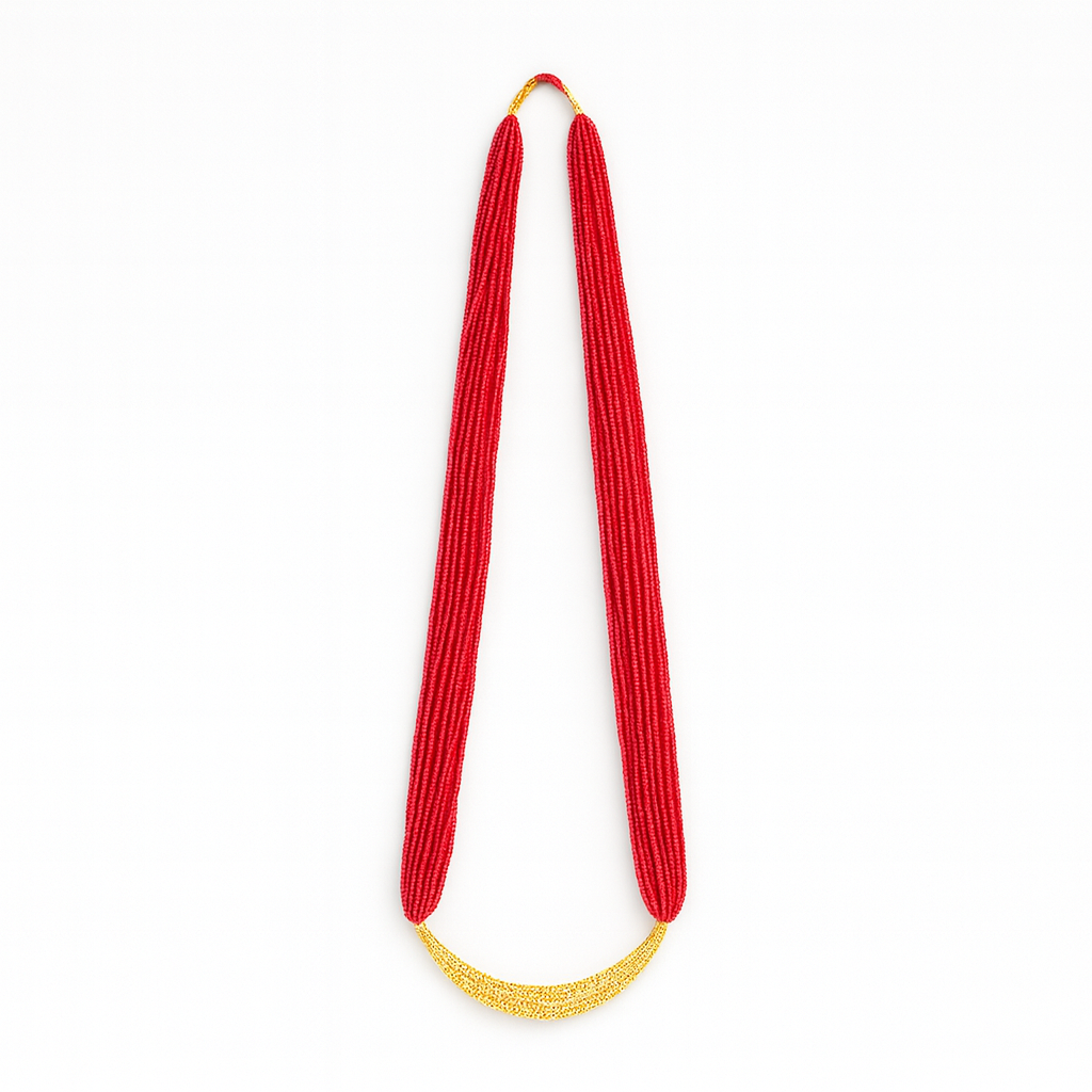 Traditional Red Hasuli Tilhari Hydro Potey Beads – Women’s Beaded Necklace
