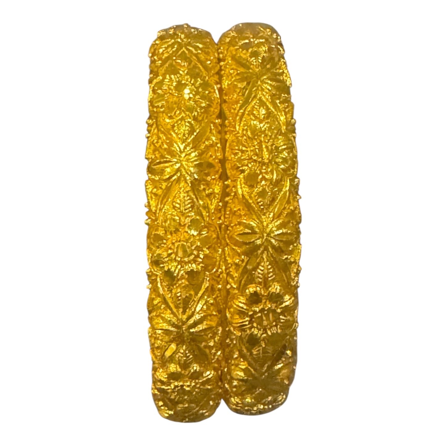 Traditional Gold-Tone Floral Textured Bangles – Set of 2