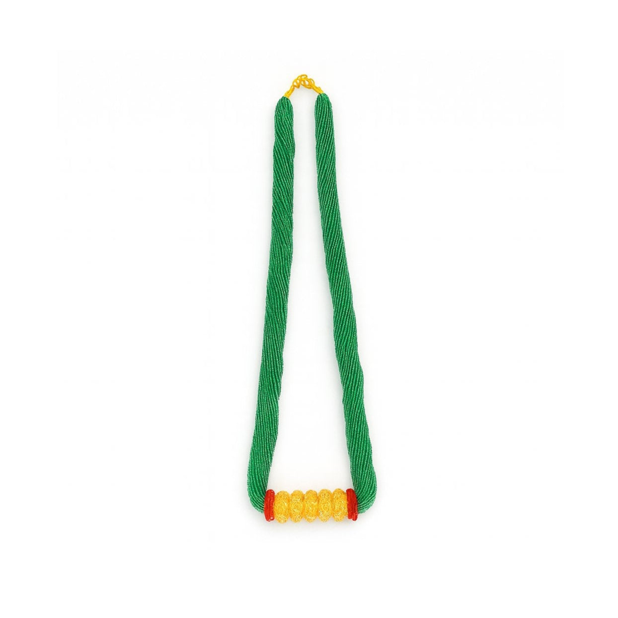 Women's Chadke Tilhari – Green Potey Beads with Gold-Tone Center