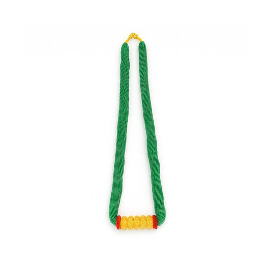 Women's Chadke Tilhari – Green Potey Beads with Gold-Tone Center