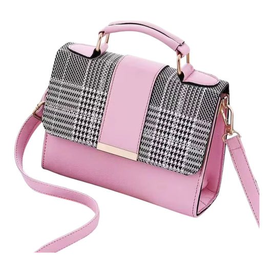 Women's Stylish Houndstooth Crossbody & Shoulder Bag – Elegant Leather Strap Handbag