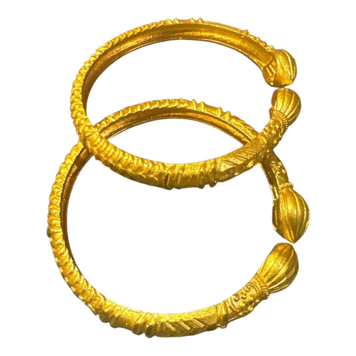 Traditional Gold-Tone Carved Bangles – Set of 2