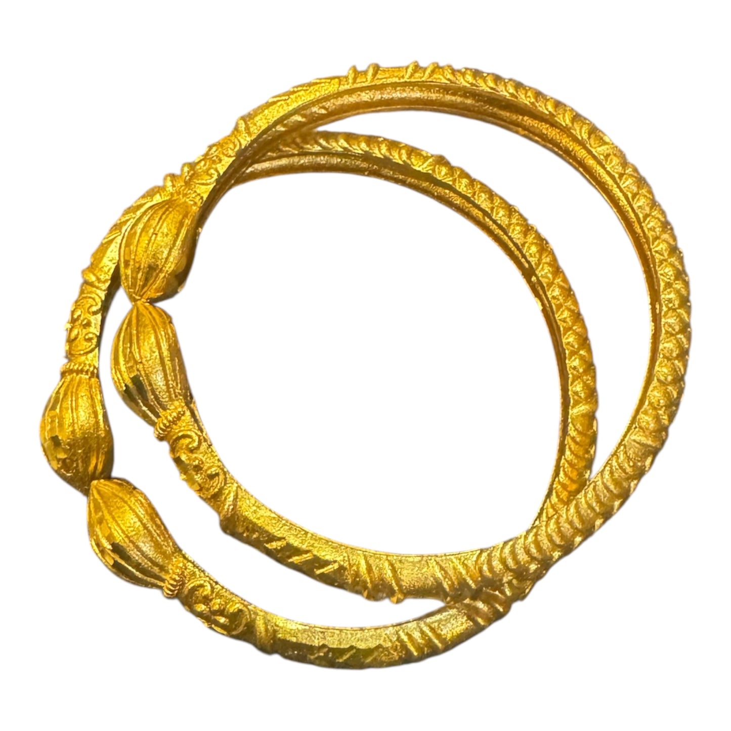 Traditional Gold-Tone Carved Bangles – Set of 2
