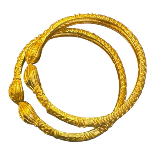 Traditional Gold-Tone Carved Bangles – Set of 2