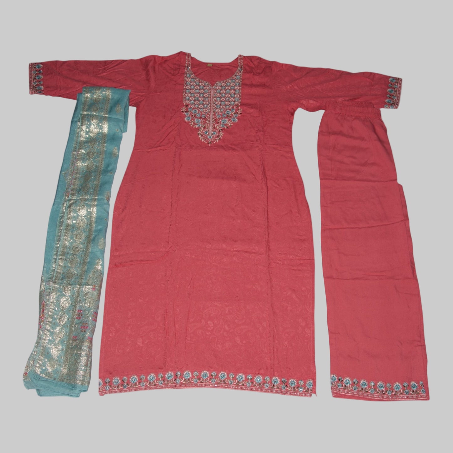 Women's Elegant Straight Kurta Set With Banarasi Dupatta