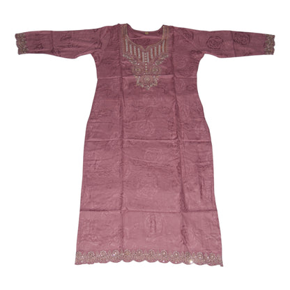 Women's Elegant Straight Kurta Set With Banarasi Dupatta