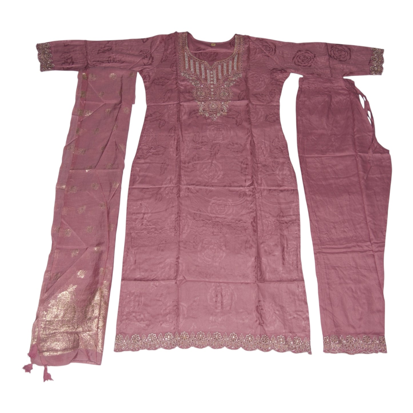 Women's Elegant Straight Kurta Set With Banarasi Dupatta